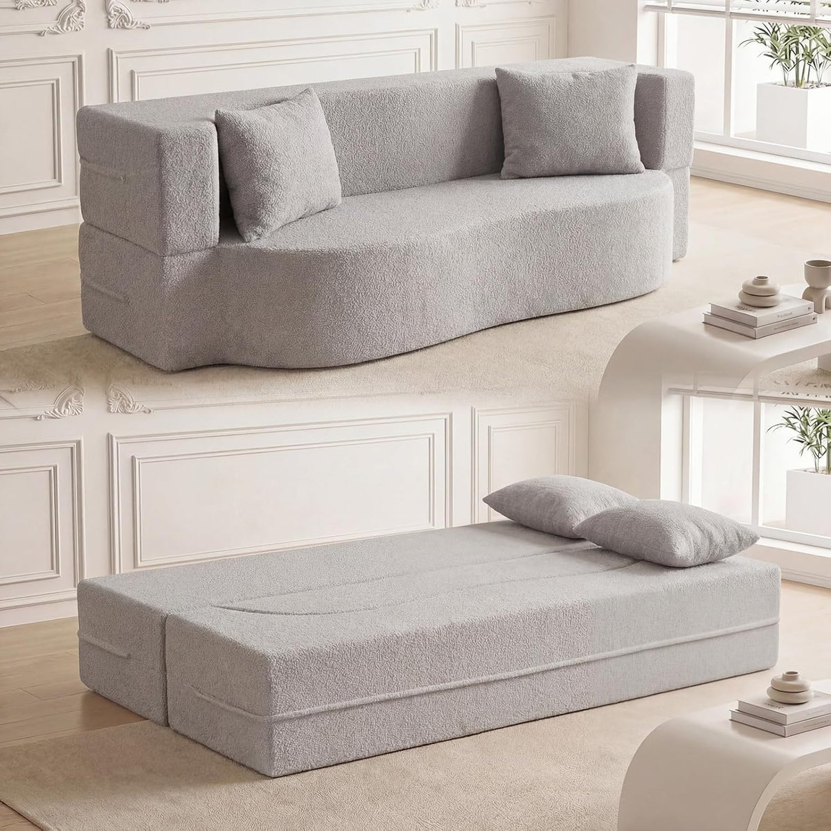 NestEase™ Plush Convertible Lounge Sofa for Relaxing & Sleeping