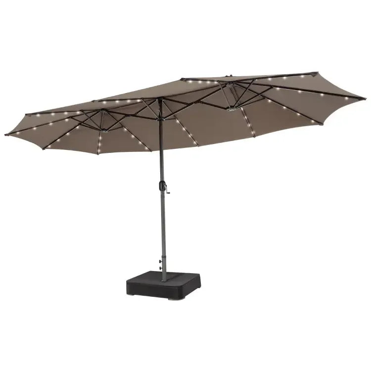 Double-Sided Patio Umbrella with Solar LED Lights