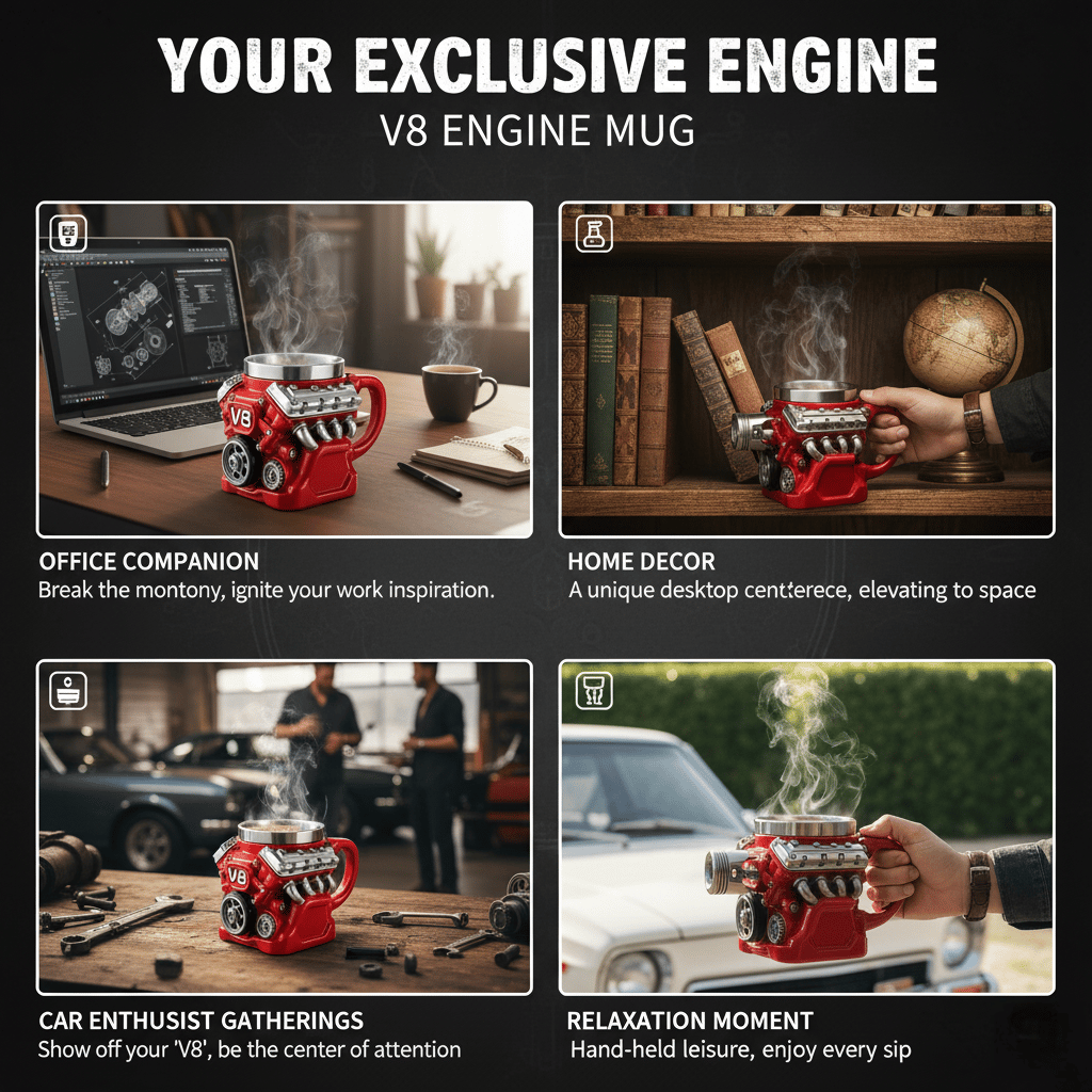 ⚡Ultimate V8 Engine Stainless Steel 3D Mug & A Gearhead's Dream✨