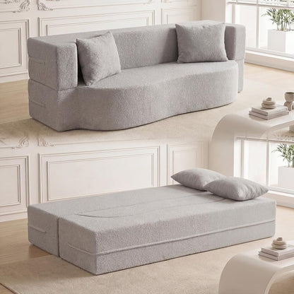 NestEase™ Plush Convertible Lounge Sofa for Relaxing & Sleeping