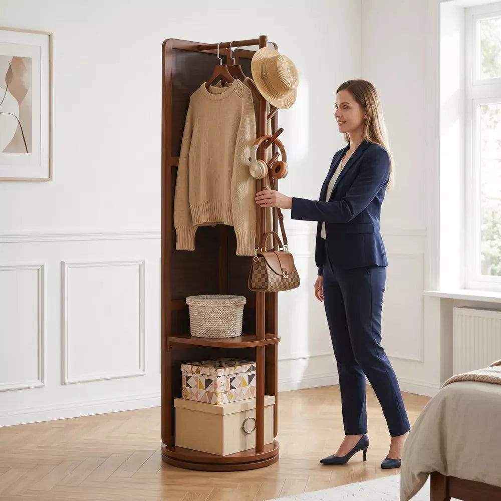 3-in-1 Space-Saving Mirror & Coat Rack