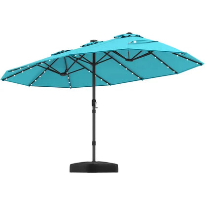 Double-Sided Patio Umbrella with Solar LED Lights