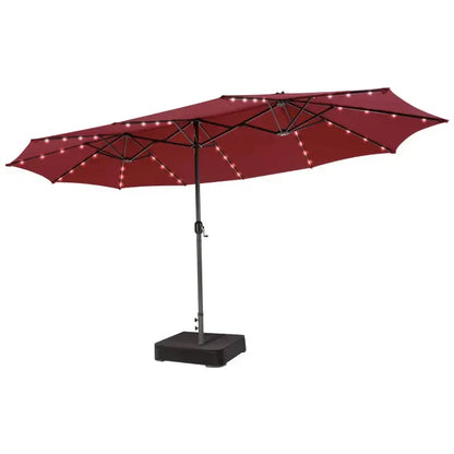 Double-Sided Patio Umbrella with Solar LED Lights