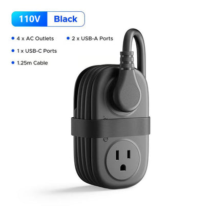 Travel Power Strip, ORICO 4 Outlets 2 USB Ports (1 USB C) with 4FT Wrapped Short Extension Cord Small Power Strip