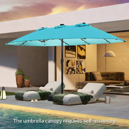 Double-Sided Patio Umbrella with Solar LED Lights