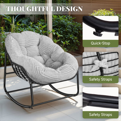 Rocking Chair with Thick Corduroy Cushion