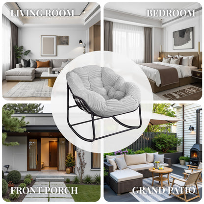 Rocking Chair with Thick Corduroy Cushion