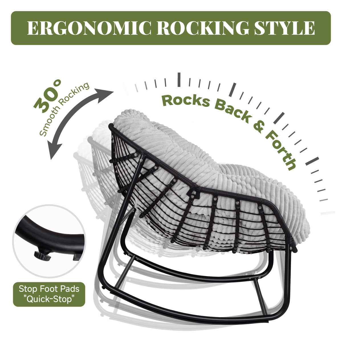 Rocking Chair with Thick Corduroy Cushion