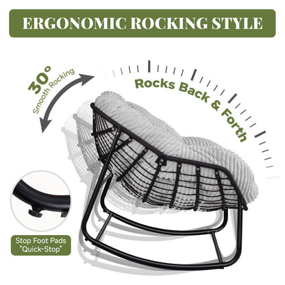 Rocking Chair with Thick Corduroy Cushion