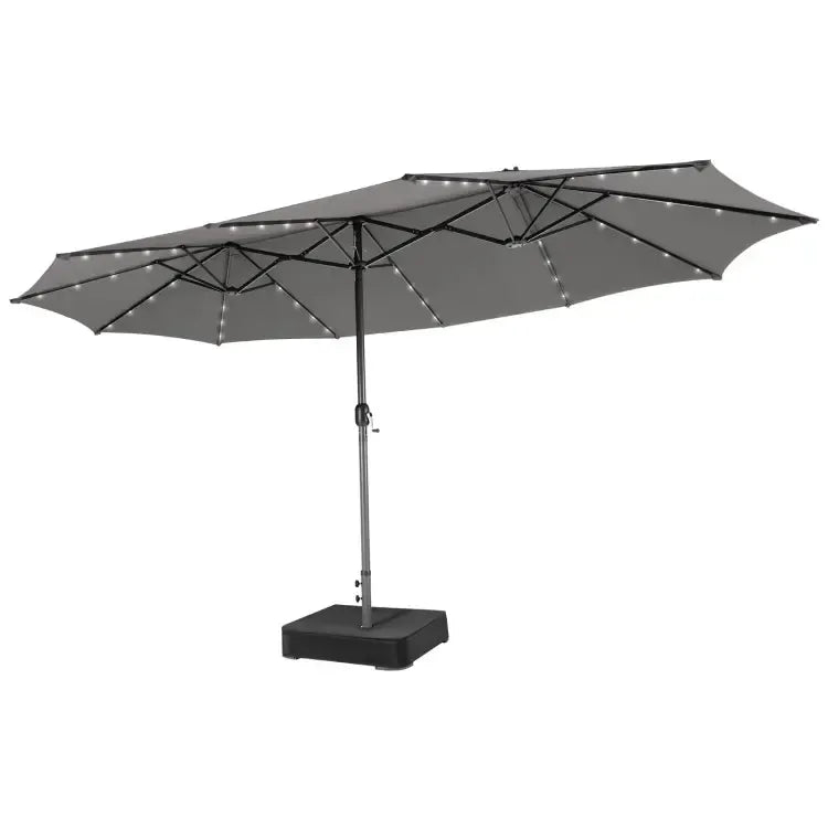 Double-Sided Patio Umbrella with Solar LED Lights