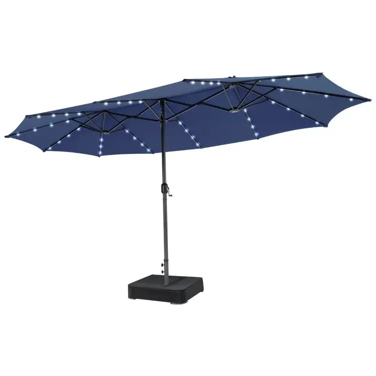 Double-Sided Patio Umbrella with Solar LED Lights