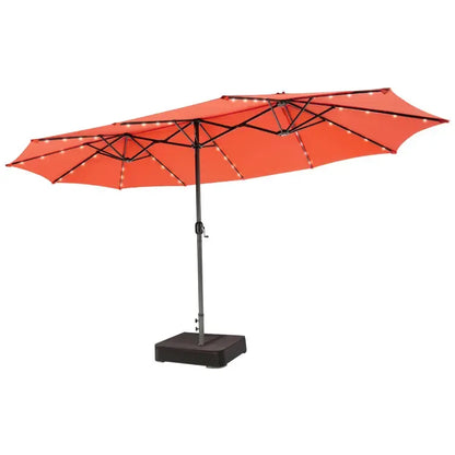 Double-Sided Patio Umbrella with Solar LED Lights