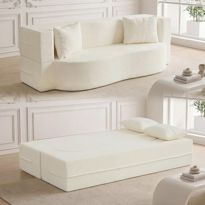 NestEase™ Plush Convertible Lounge Sofa for Relaxing & Sleeping