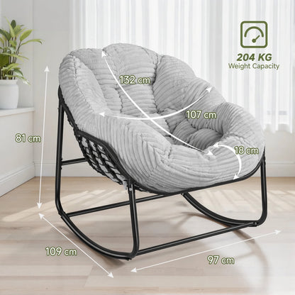 Rocking Chair with Thick Corduroy Cushion