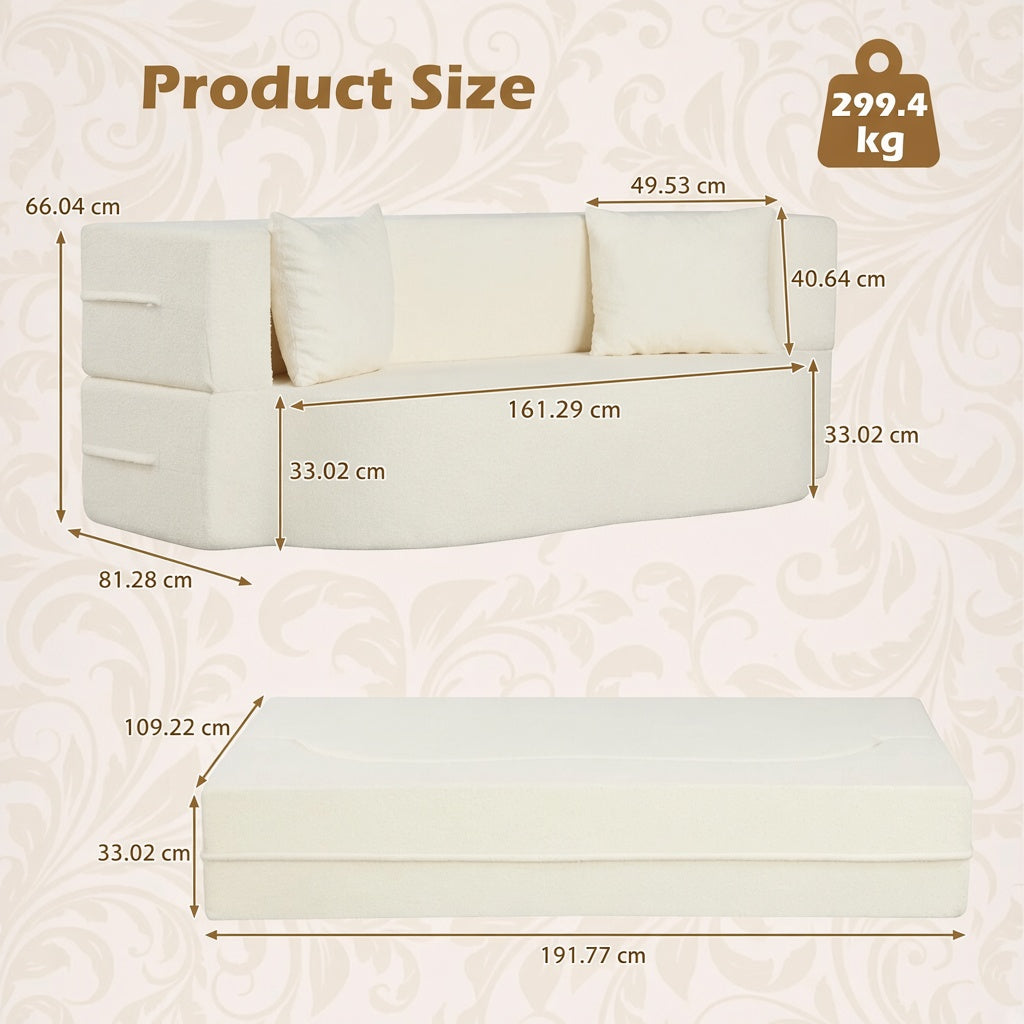 NestEase™ Plush Convertible Lounge Sofa for Relaxing & Sleeping