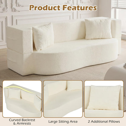 NestEase™ Plush Convertible Lounge Sofa for Relaxing & Sleeping